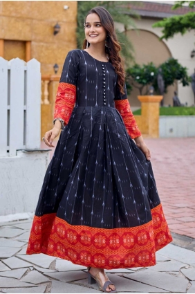 Rayon Weaving Black Gown Dress with Dupatta GW1169