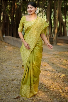 Parrat green Weaving Saree in Handloom silk SR29107