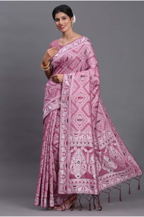 Purple Saree in Weaving Linen SR29009
