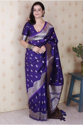 Banarasi silk Saree in Voilet with Weaving SR28969