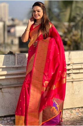 Silk Pink Saree in Weaving SR28038