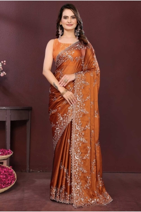 Rust Silk Saree with Weaving SR28831