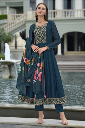 Silk Anarkali Suit with Embroidered AS4126