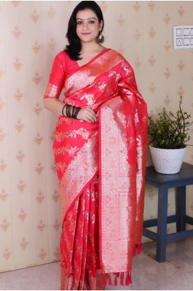 Pink Weaving Saree in Banarasi silk SR28981