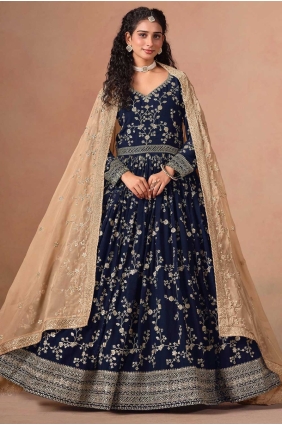Faux georgette Faux georgette Anarkali Suit with Weaving AS4114