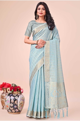 Weaving Organza Saree in Peach with Blouse SR28454