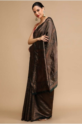 Black Saree with Weaving Silk SR28741