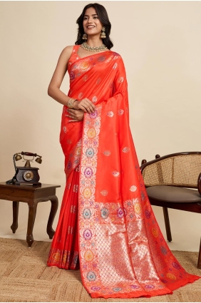 Orange Weaving Silk Saree SR28999