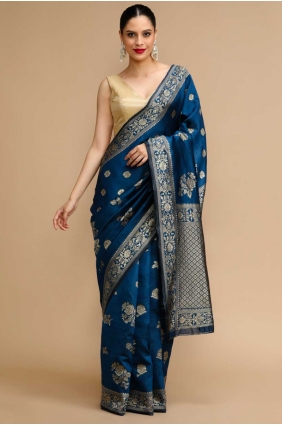 Silk Blue Saree in Weaving SR28740
