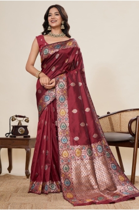 Maroon Saree in Weaving Silk SR29001