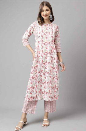 White Plain Cotton Kurti KTI2654