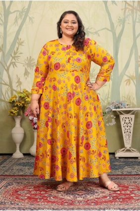 Yellow Kurti in Rayon with Digital print KTI2667